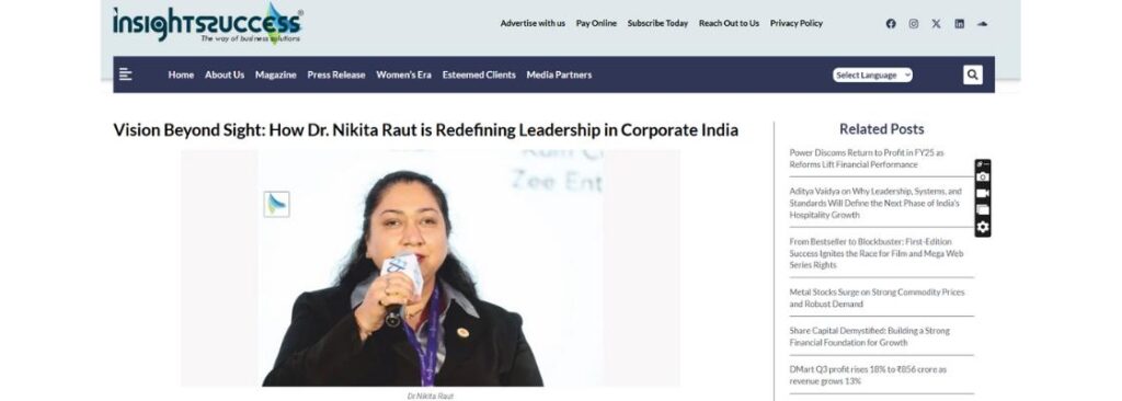Vision Beyond Sight How Dr. Nikita Raut is Redefining Leadership in Corporate India.